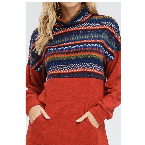 NWT White Birch Aztec Print High Neck Sweater, Size Large - Picture 8 of 8